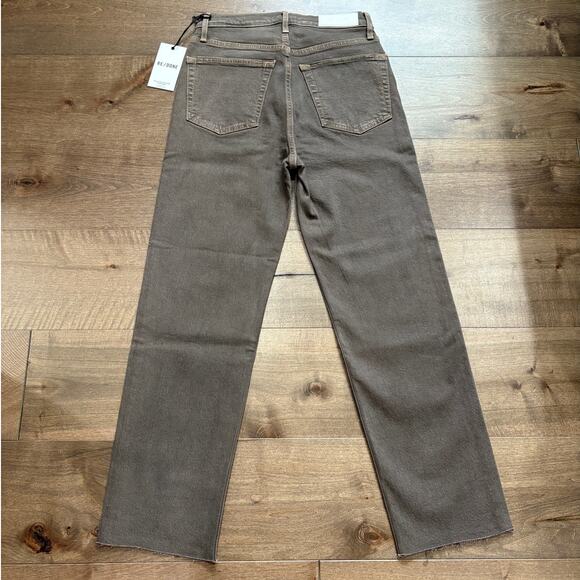 RE/DONE 70s Ultra High Rise Stove Pipe Jeans in Washed Chocolate size 26 NWT - Picture 5 of 11